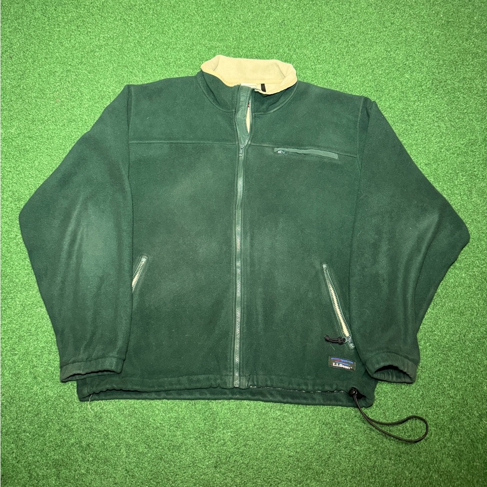 Vintage L.L. Bean Polartec 90s USA Made Mens XL Dark Green Zip Fleece Jacket